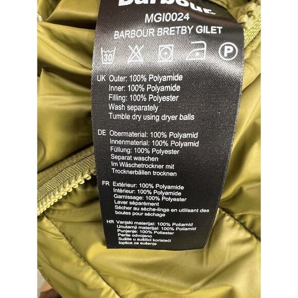 Barbour Bretby Gilet 2XL Quilted Zippered Mens Green Vest New - Picture 7 of 7